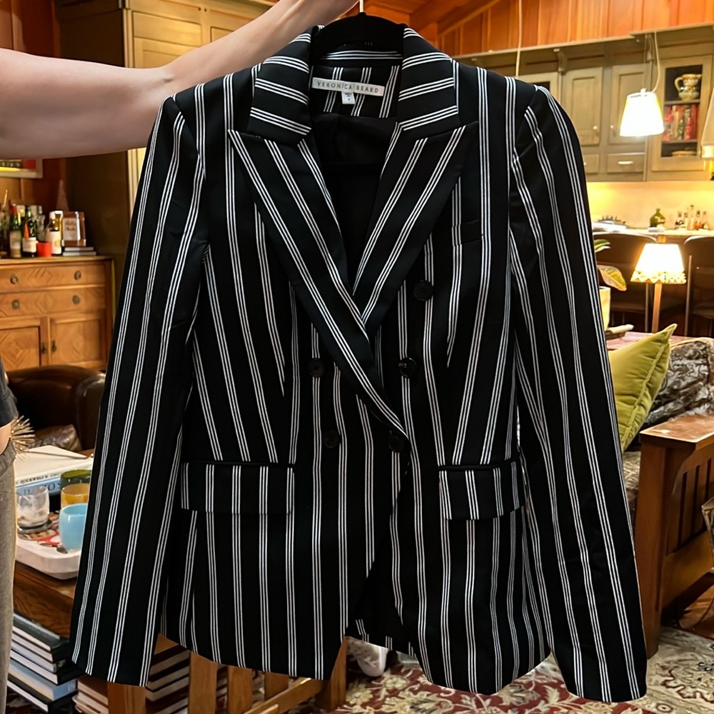 Veronica Beard black & white pinstripe blazer 6